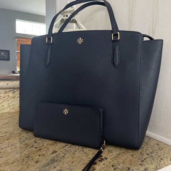 New💙 Tory Burch Emerson top zipper tote & matching wallet - Picture 3 of 12